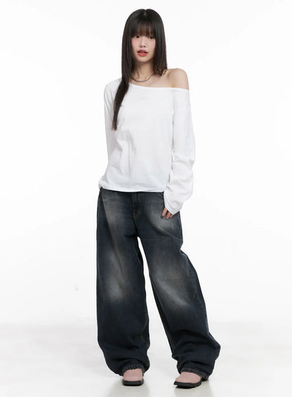 Celi Vintage Wash Wide-Leg Jeans CG515