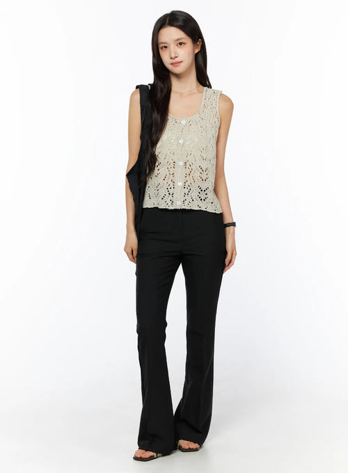 Basic High-Waist Stretch Flared Slacks CU522