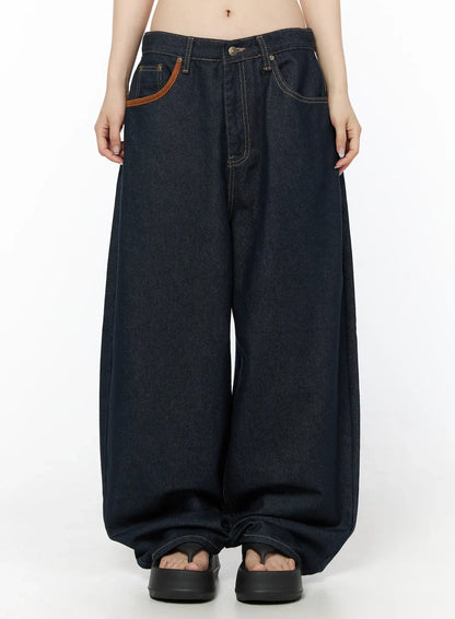Bellamy Non-Fade Pocket Baggy Jeans CU511