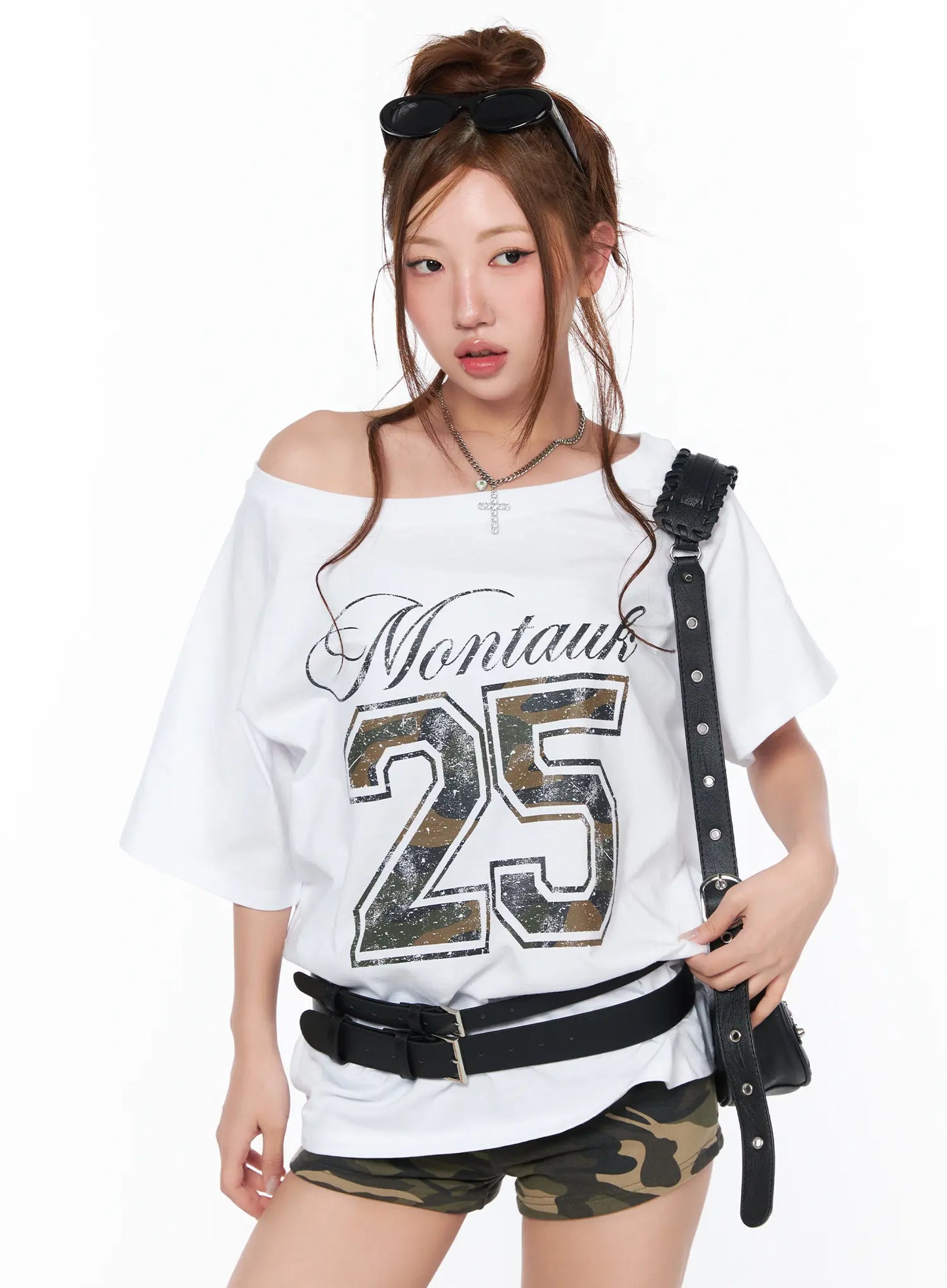 Camo Graphic Print Oversized T-Shirt CA515