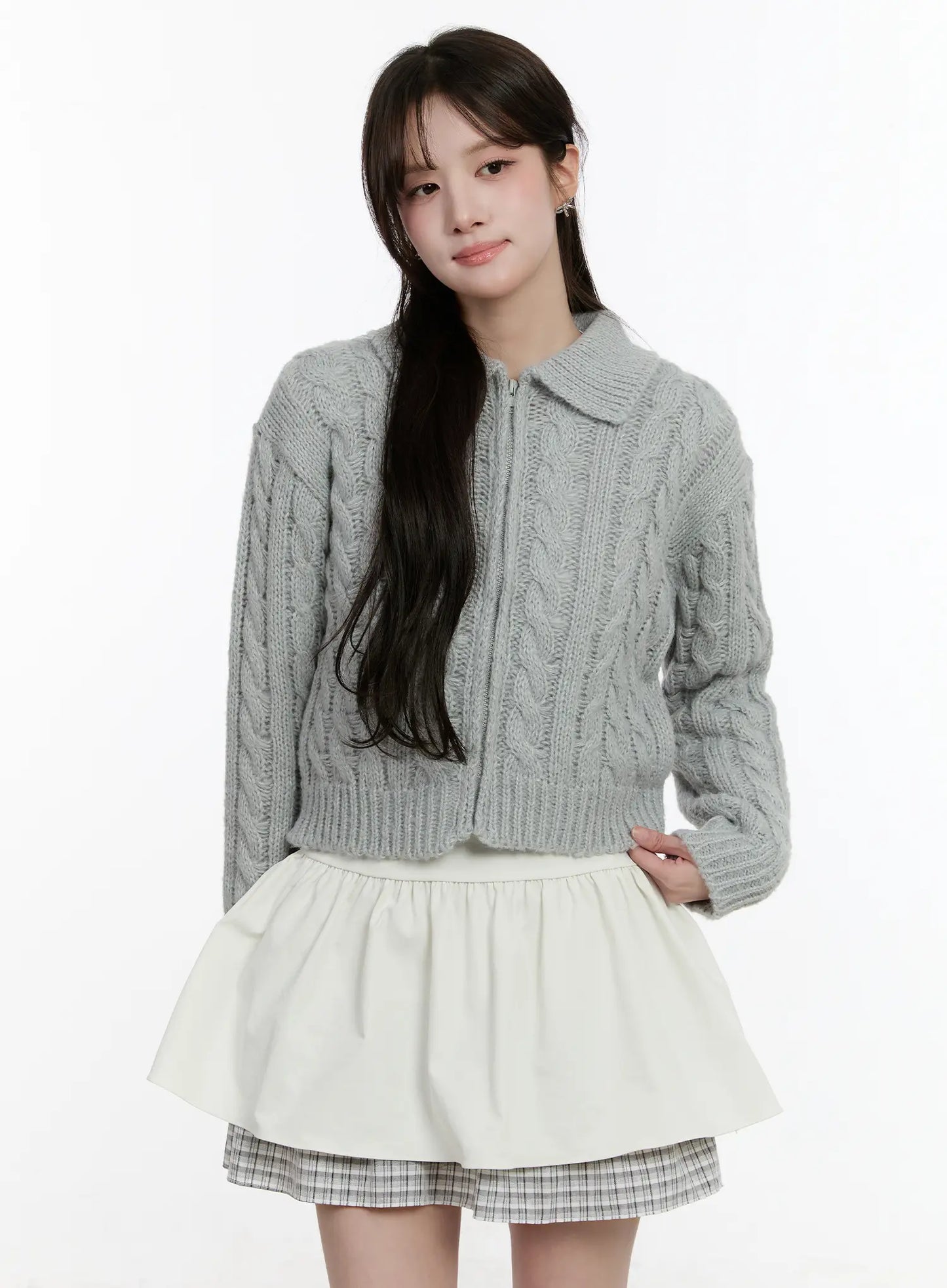 Cable Knit Zip-Up Jacket CM510