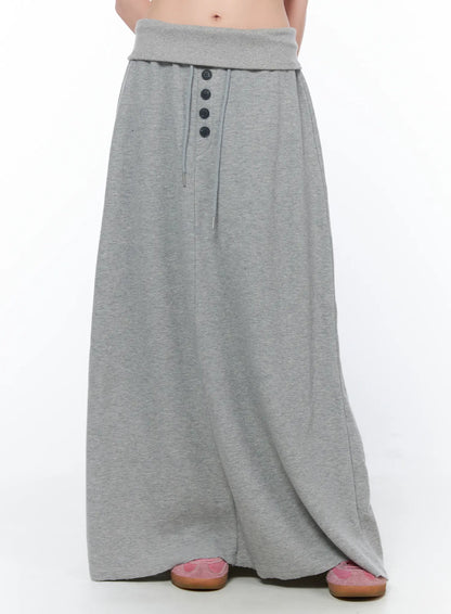 Button Foldover Maxi Skirt CA528