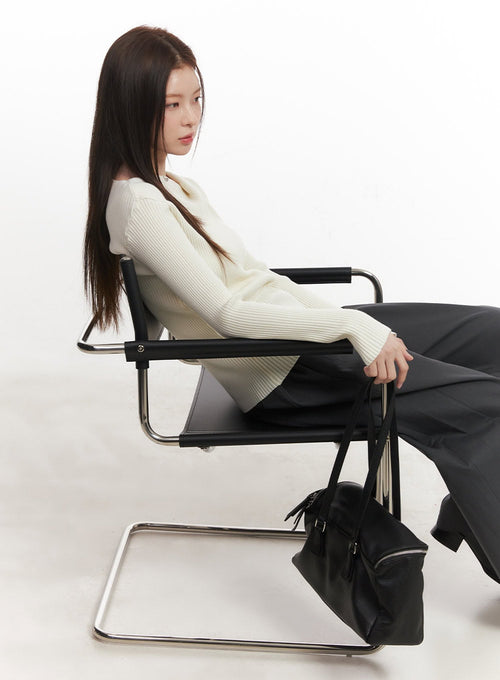 Asymmetric Ribbed Slim-Fit Sweater CA502