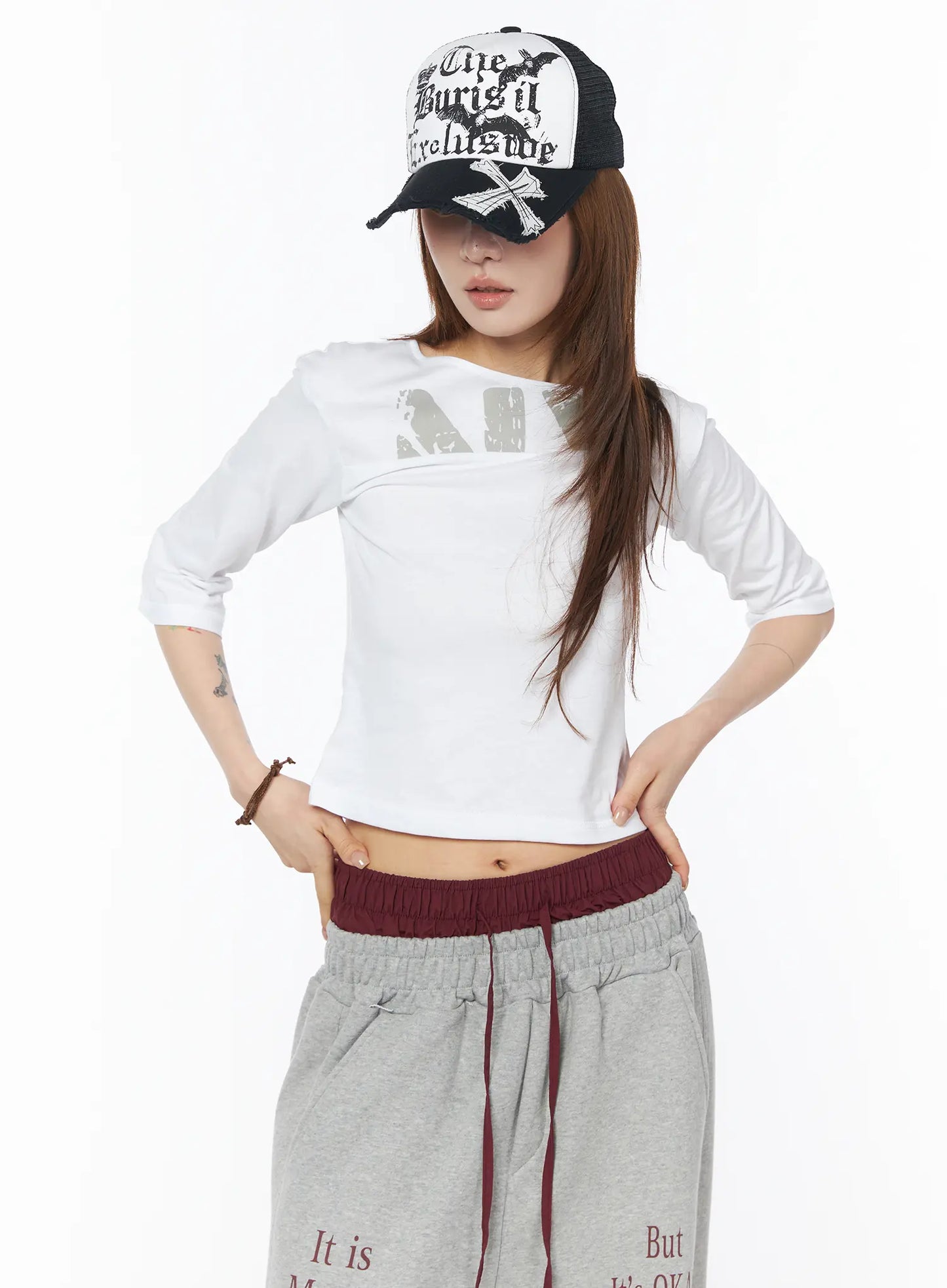 Boat Neck Graphic Tee CY528
