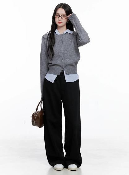 Button-Up Crewneck Cardigan CS523