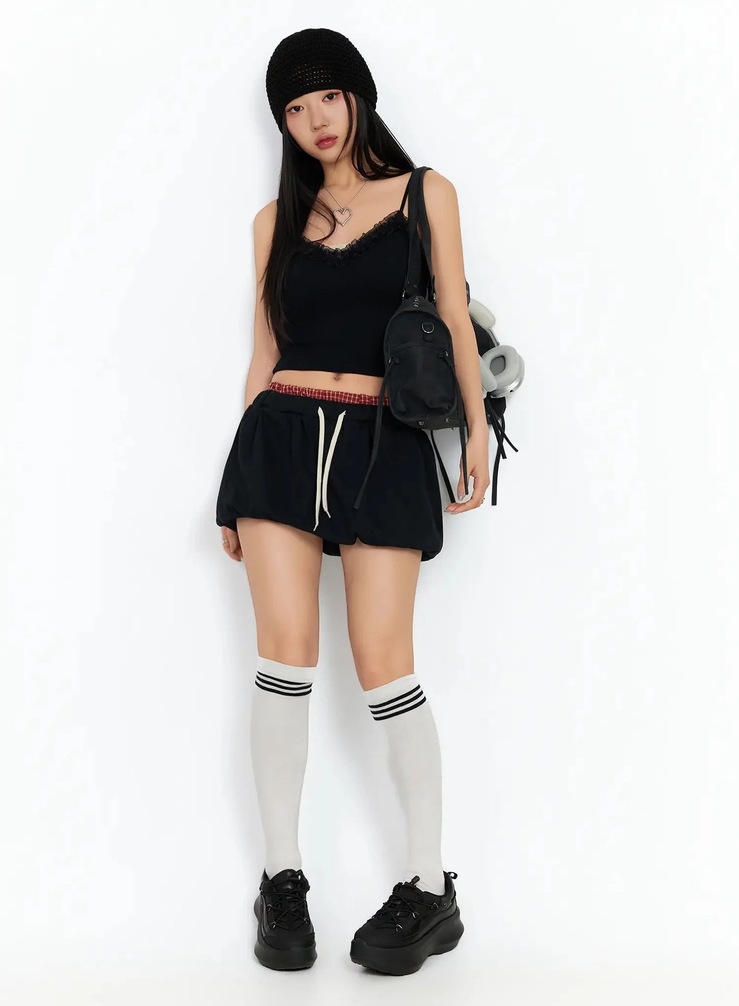 Checkered Balloon Skort CA513