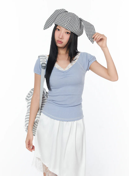 Checkered Rabbit Ear Hat CY513