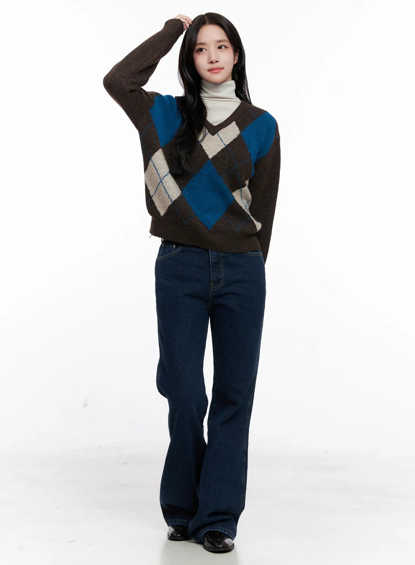 Casual Argyle Long Sleeve Knit CO522