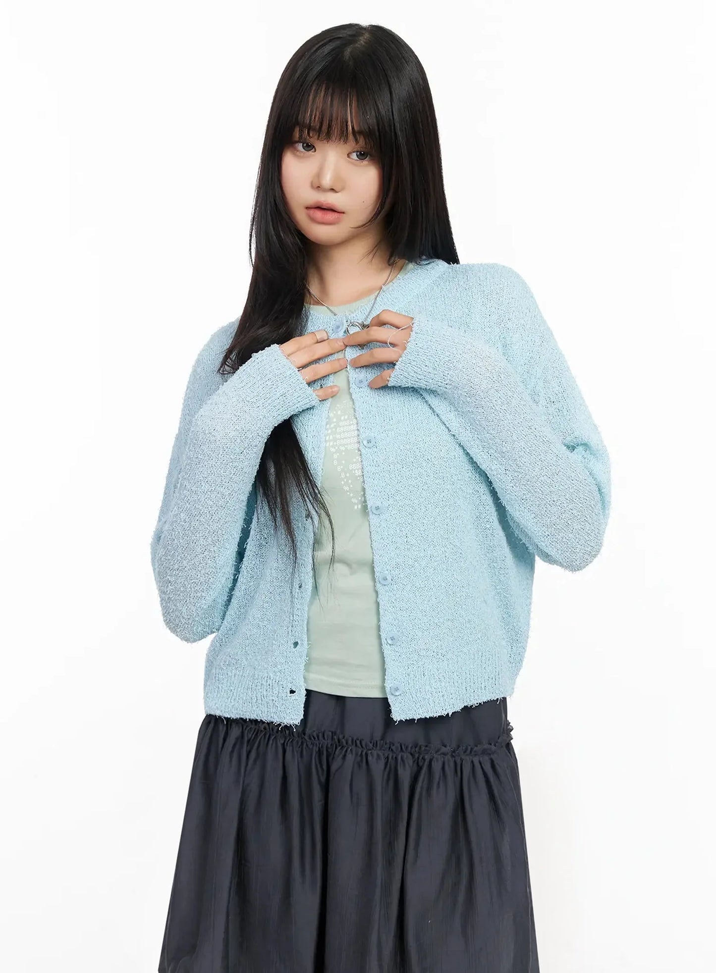 Basic Crew Neck Cardigan IA523