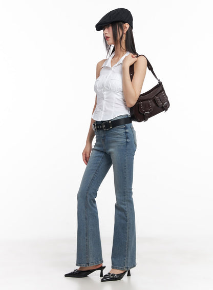 Cassy Slim Washed Flared Jeans CY512