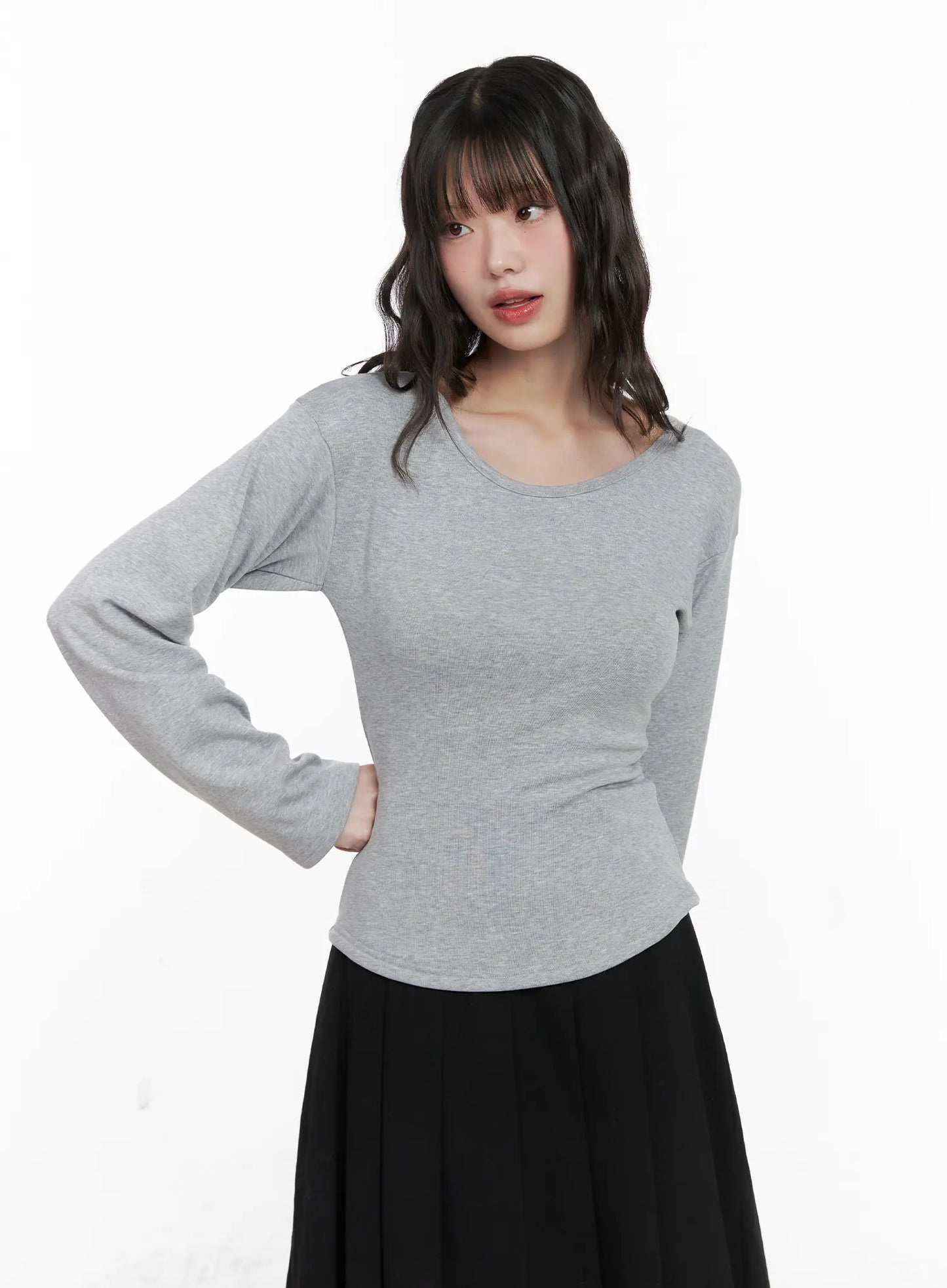 Basic Fleece-Lined Long Sleeve Tee CN511