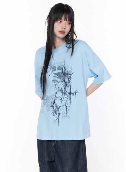 Casual Graphic Short Sleeve Top CU519