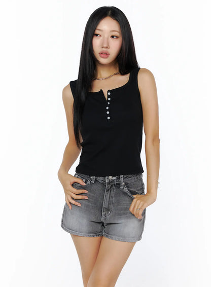 Basic Button Tank Top CU515
