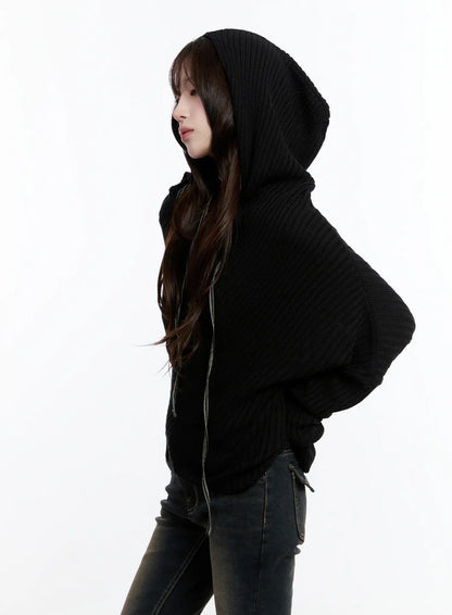 Casual Asymmetrical Knit Hoodie CN524