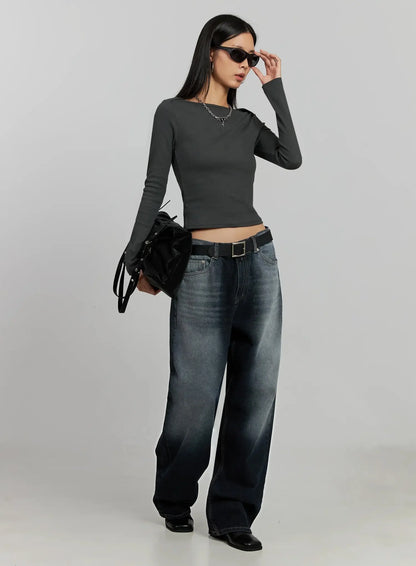 Chaya Washed Wide Jeans IJ505