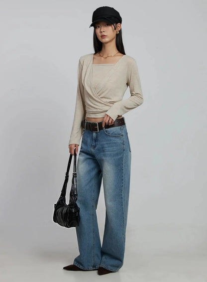 Casual Wrap V-Neck Top Set IM520