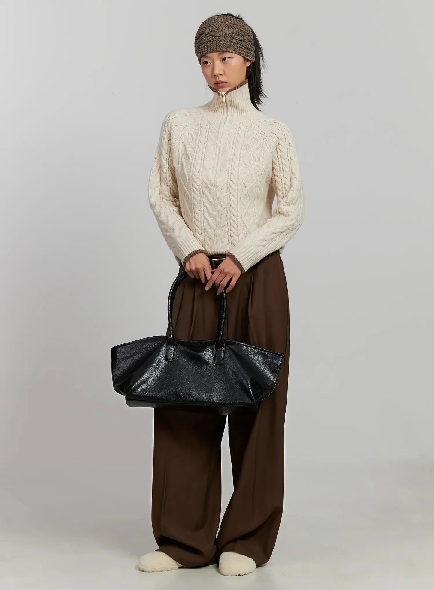 Brown Pleated Slacks IJ505