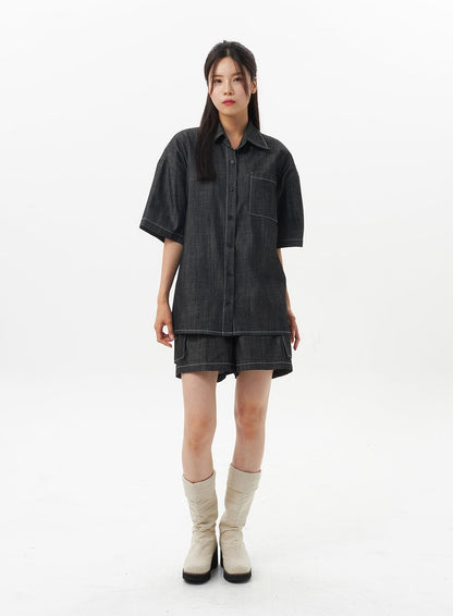 Cargo Denim Shorts OU326