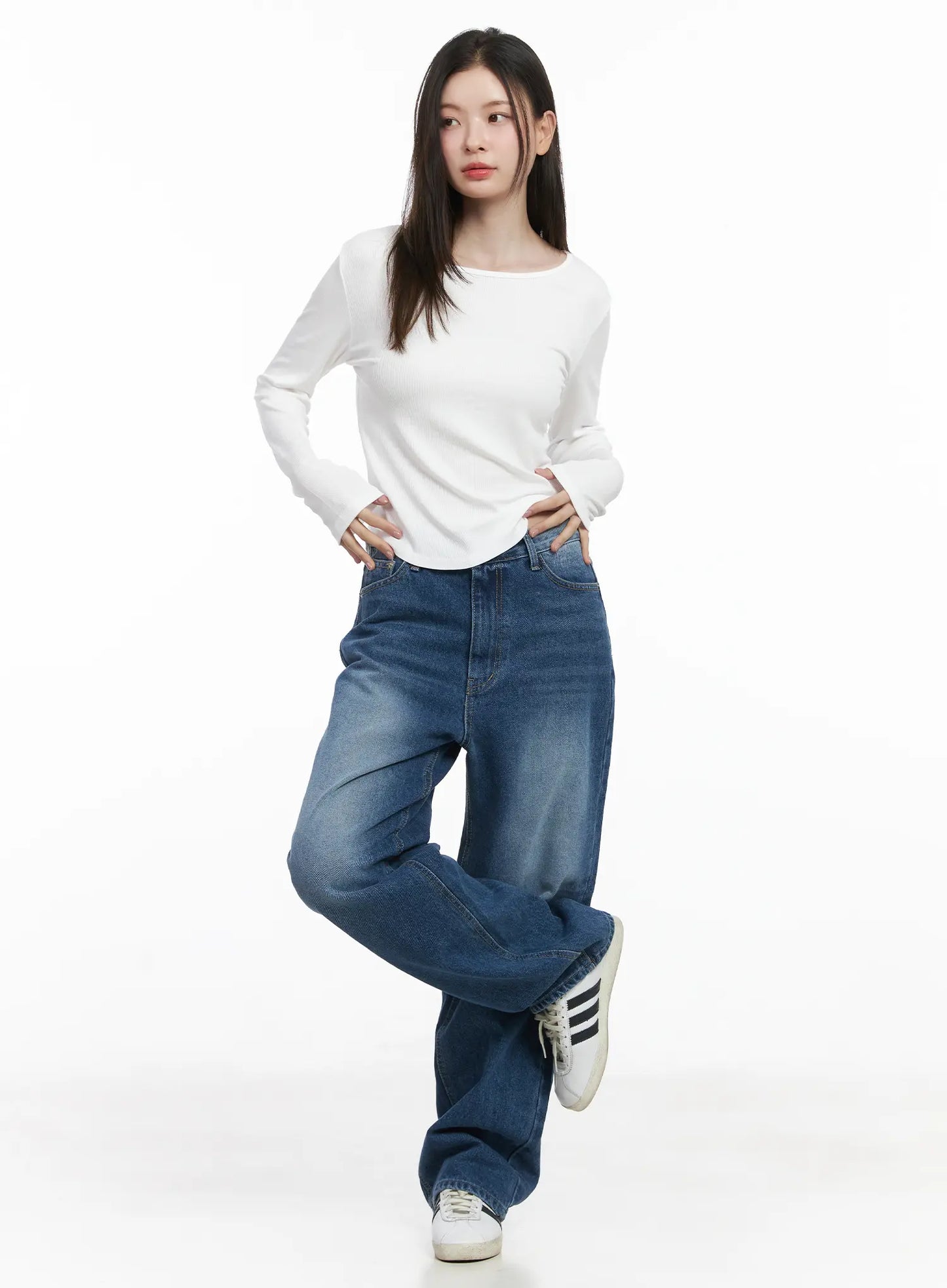 Basic Boat Neck Long Sleeve Top CJ506