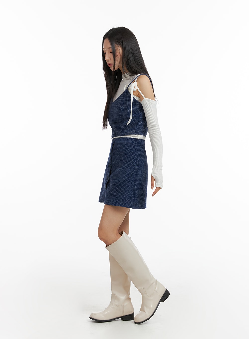 Checkered Buttoned Mini Skirt CJ408