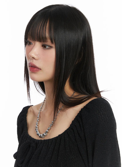 Bold Metallic Bead Necklace CD522