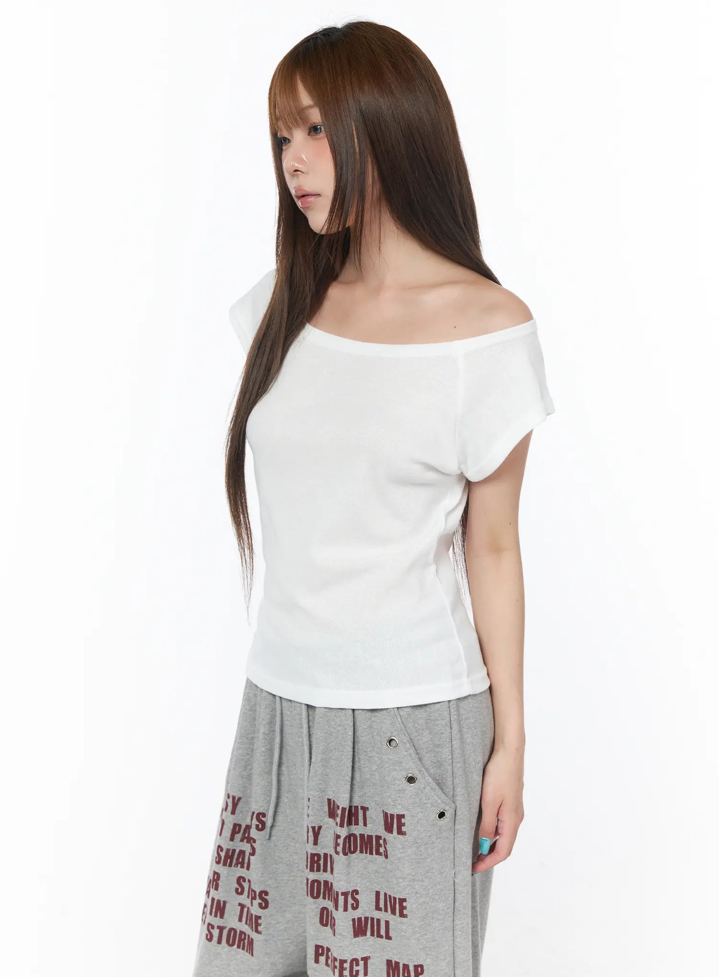 Basic Boat Neck Short Sleeve Tee CY529