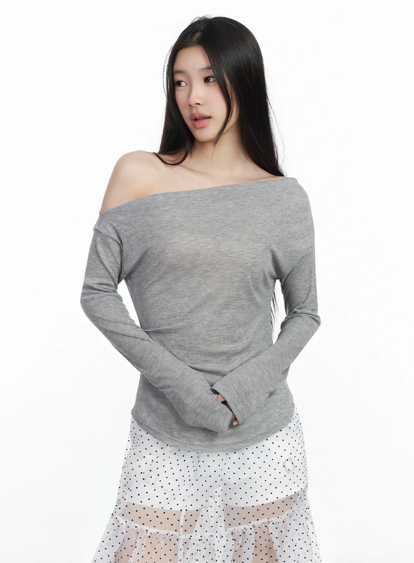 Asymmetrical Off-Shoulder Top IM504