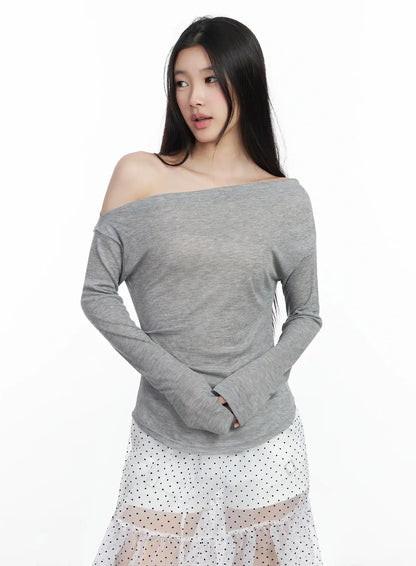 Asymmetrical Off-Shoulder Top IM504