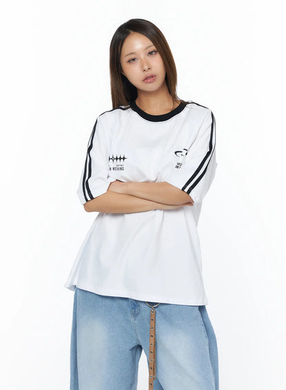 Casual Striped Sleeve Tee CA516