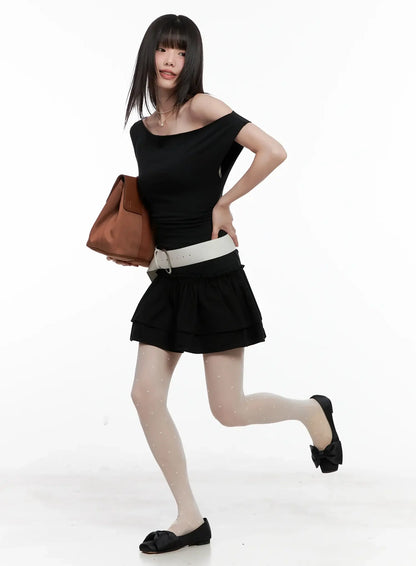 Asymmetrical Ruffle Off-Shoulder Dress IL531