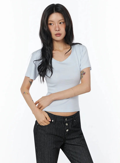 Casual Round Neck Short Sleeve Top IU508
