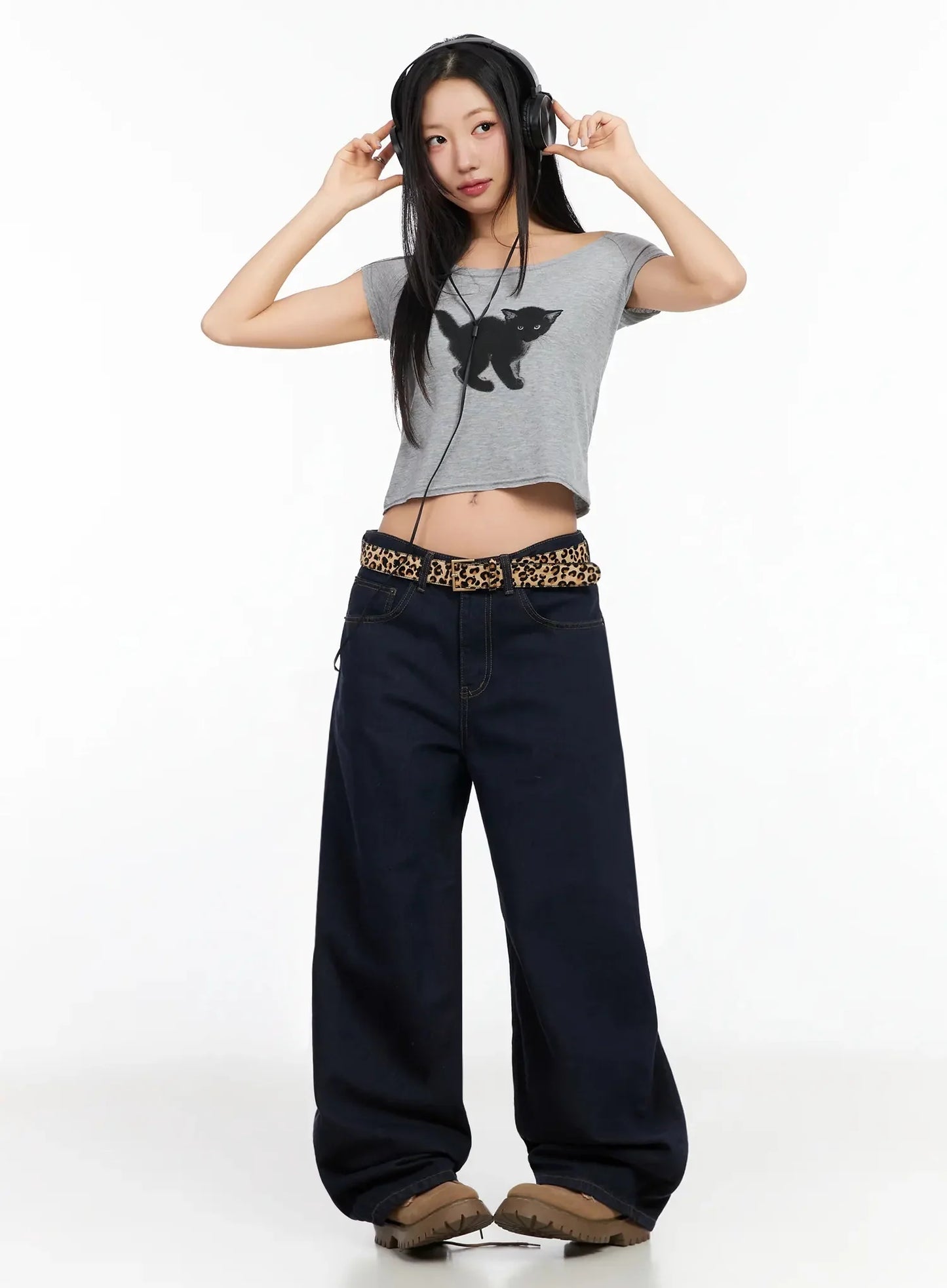 Annette Dark-Wash No-Fade Baggy Jeans IA507