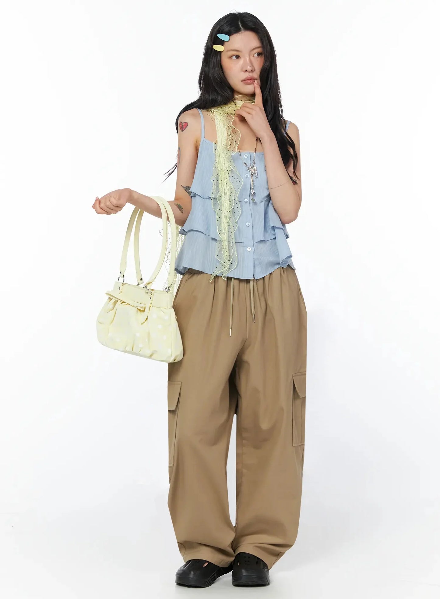 Casual Wide Leg Cargo Pants IU509