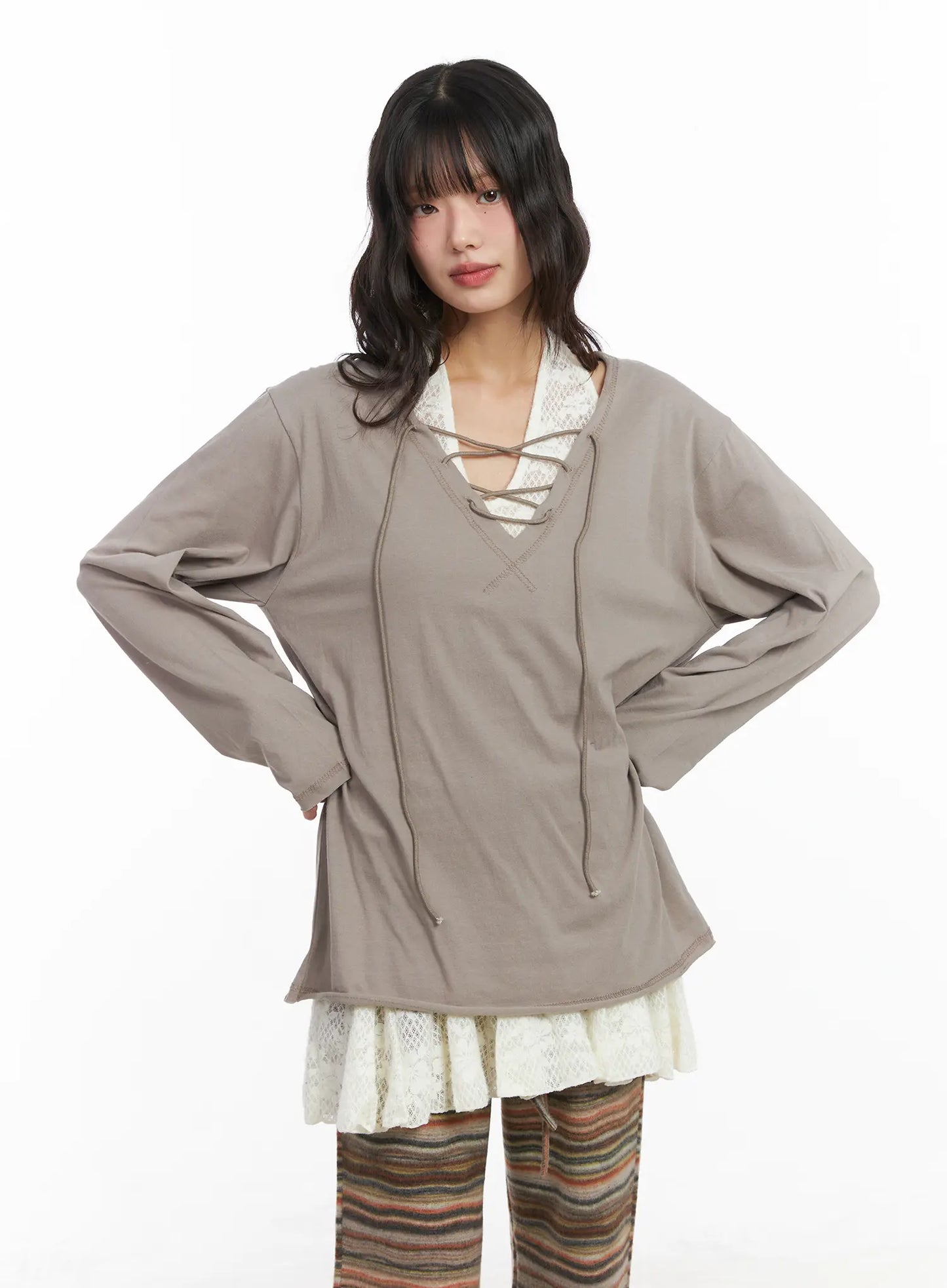 Casual Loose Fit Eyelet Tee CD531