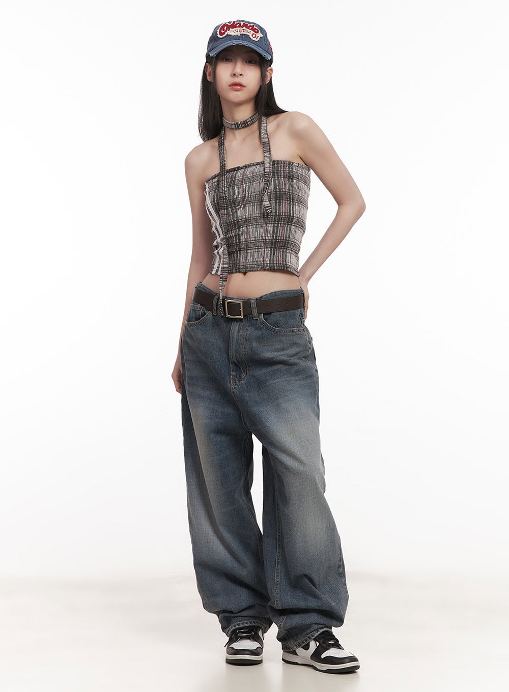 Checkered Tube Top & Scarf Set CM517