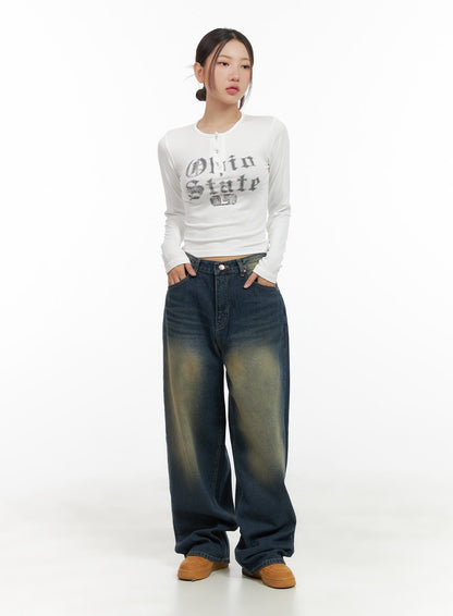 Buttoned Graphic Long Sleeve CG423