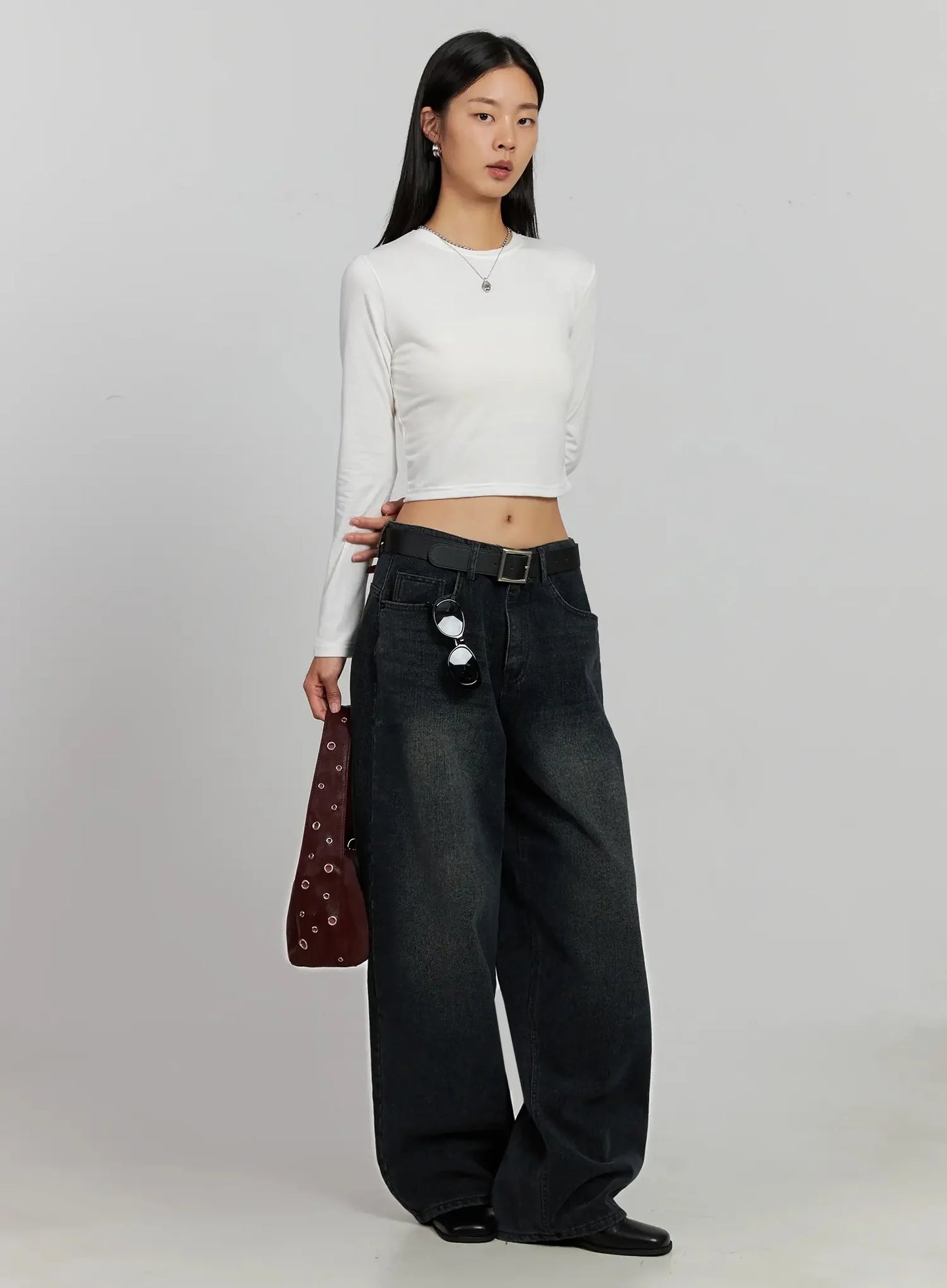 Aubree Washed Wide Jeans IJ502
