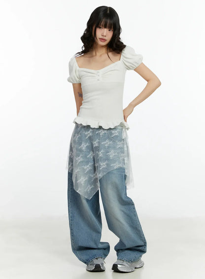 Alaiya Washed Baggy Jeans CF510