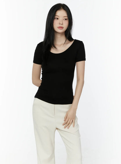 Basic Slim Fit Round Neck Tee IU503