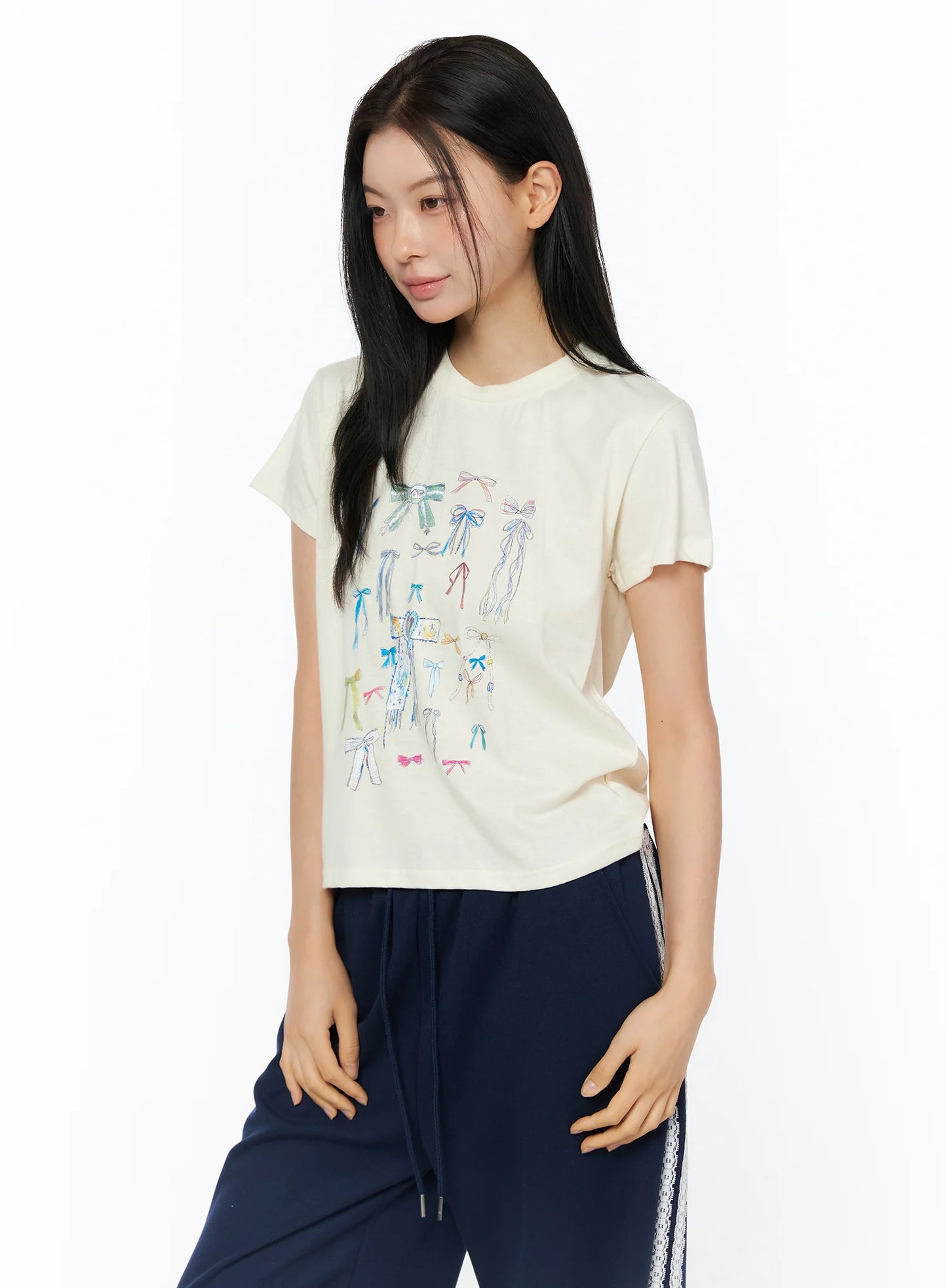 Bow Print Graphic Tee IU516
