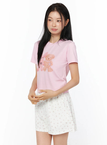 Animal Print Cropped Tee IU516