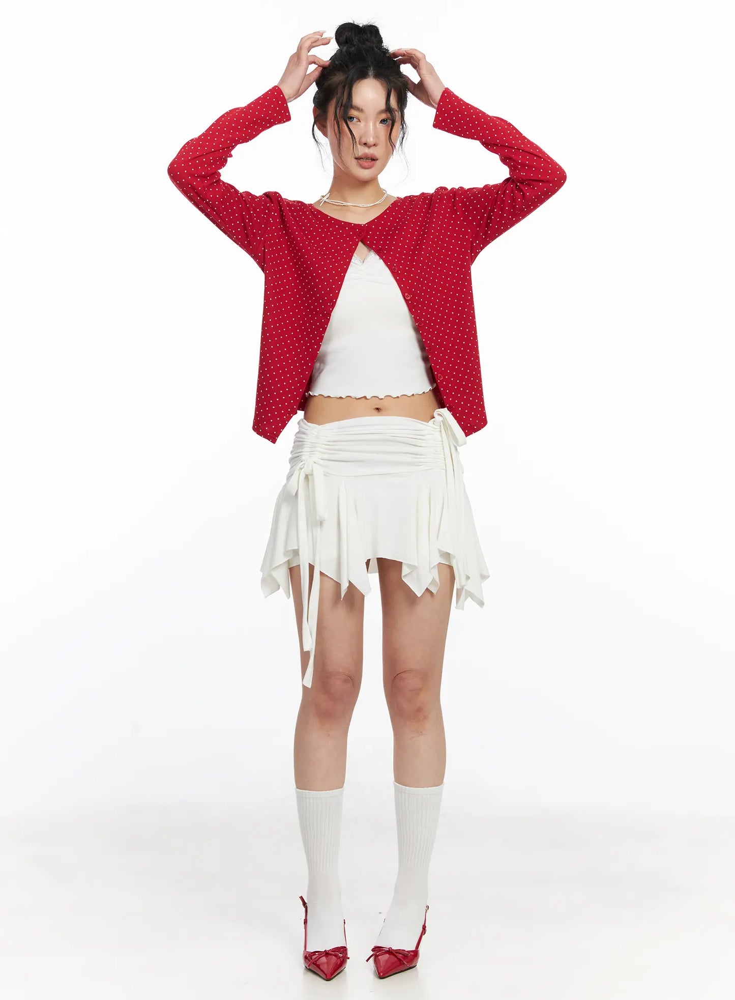 Asymmetrical Ruched Flared Mini Skirt CJ522