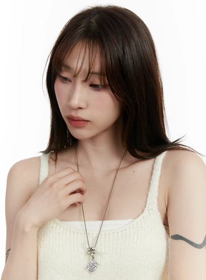 Clear Ribbon Necklace ID529