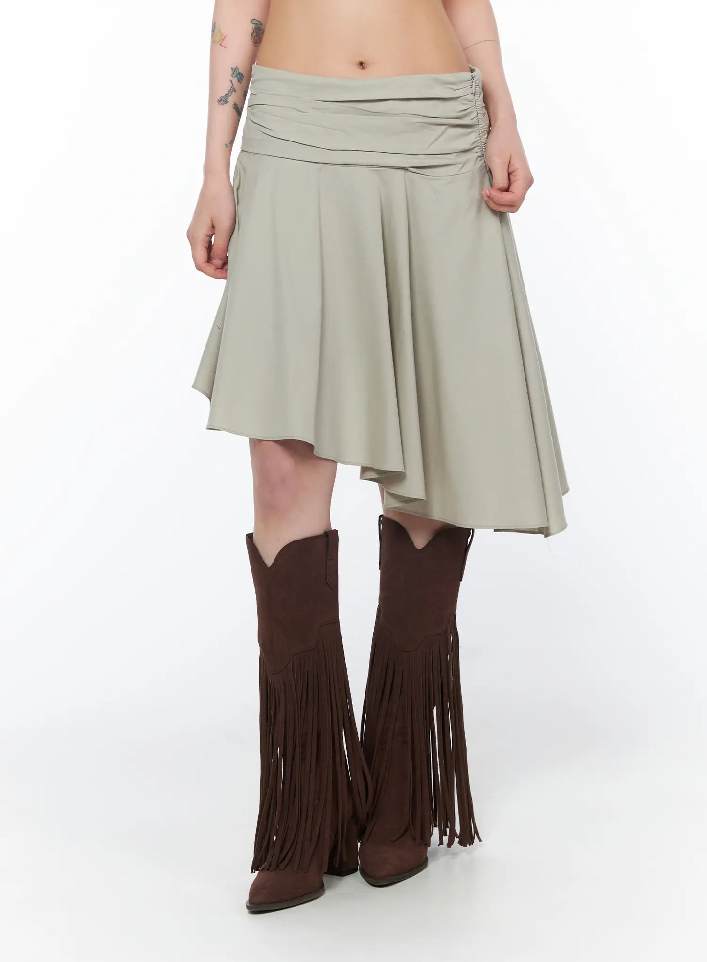 Asymmetrical Flare Midi Skirt CA524
