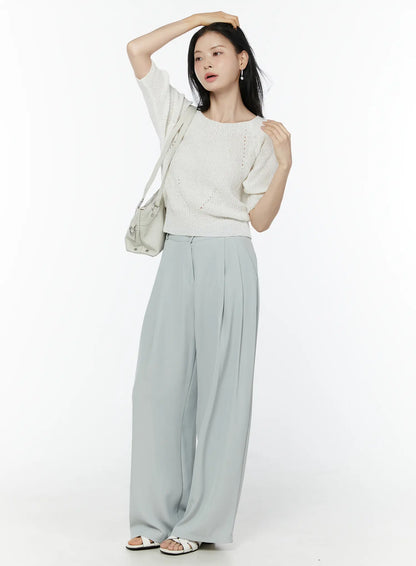 Basic High-Waist Pleated Trousers IU503