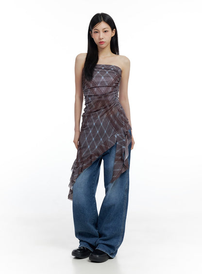 Checkered Ruffle Midi Dress CO426