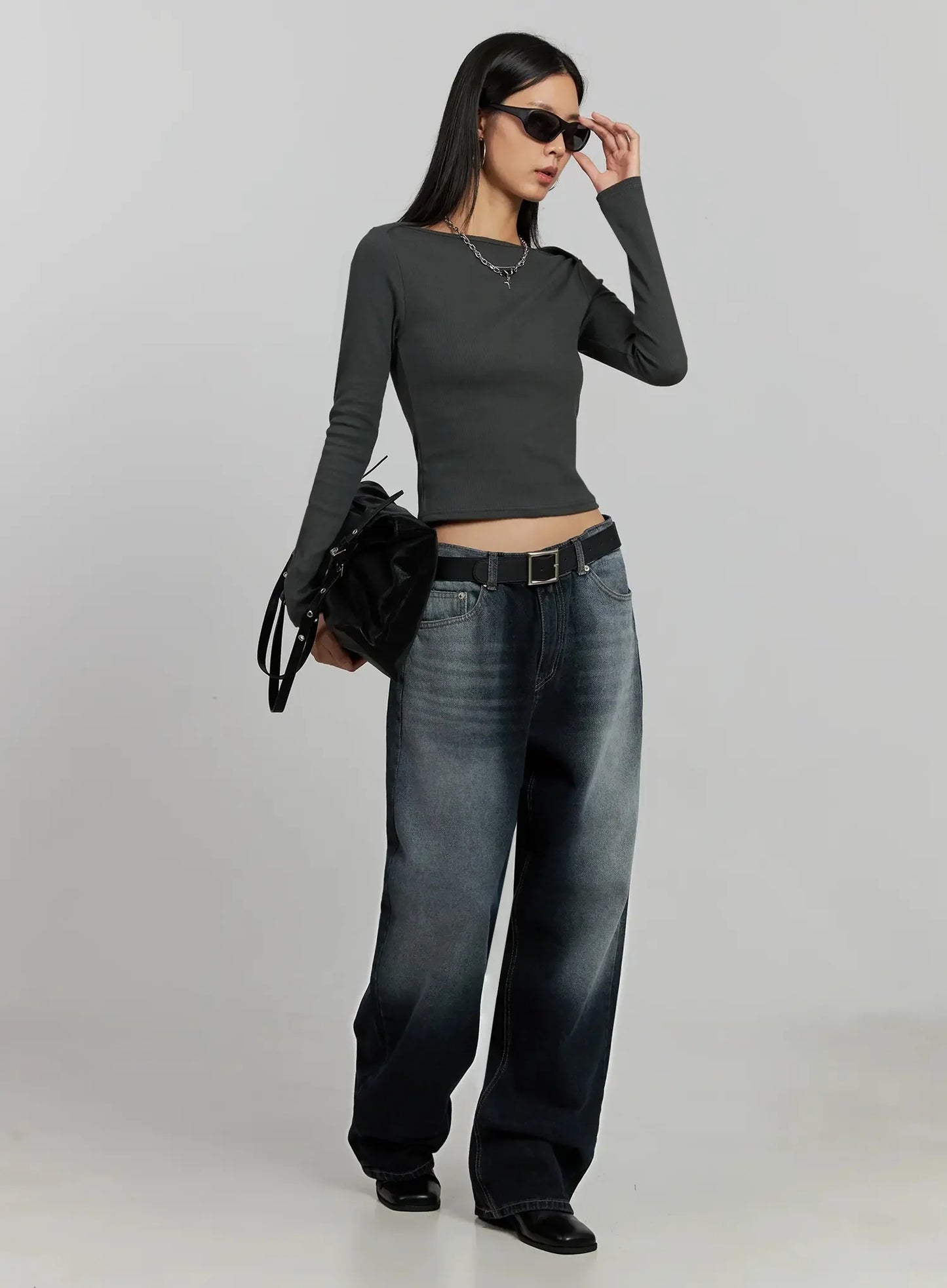 Boat Neck Long Sleeve Top IJ505