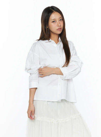Casual Loose Fit Button-Up Shirt CA516