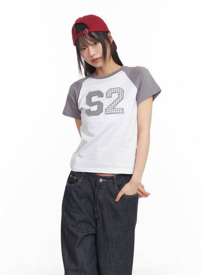 Check Embroidered Crop Top CA522