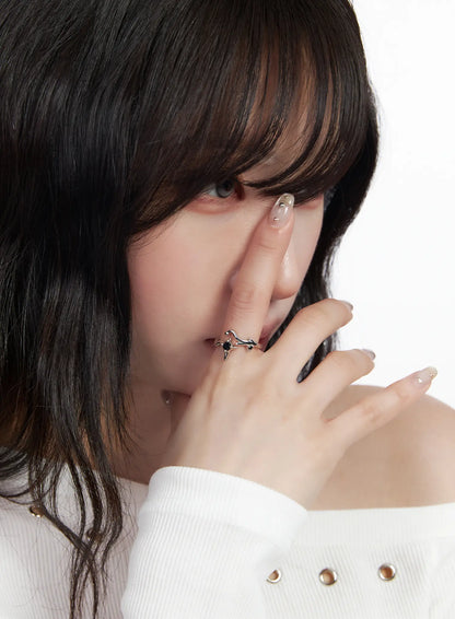Bold Black Cubic Ring CF525